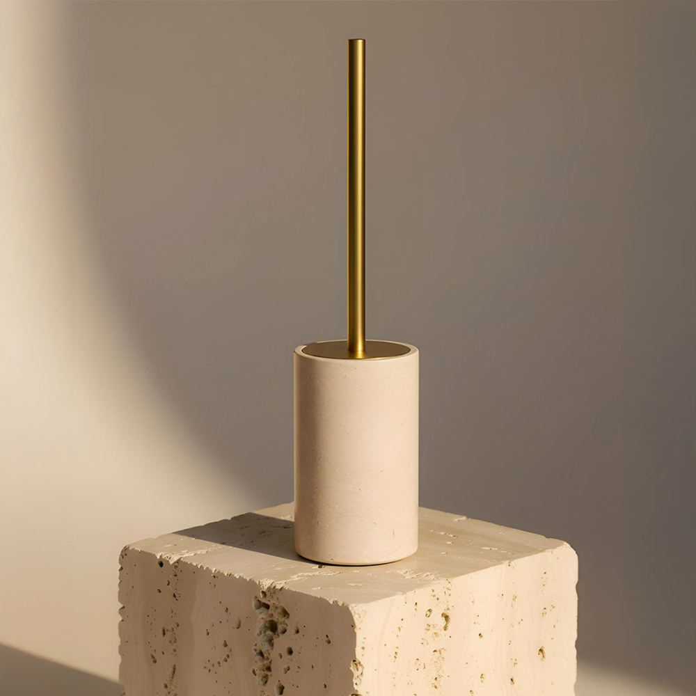 Pot à balai LUCCA en marbre naturel – Brosse WC design élégante