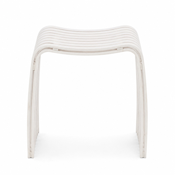 Tabouret VOGUE blanc en bambou – Assise design en bambou pour salle de bain