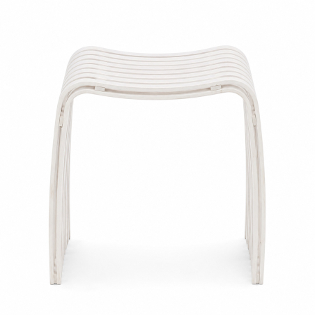 Tabouret VOGUE blanc en bambou – Assise design en bambou pour salle de bain