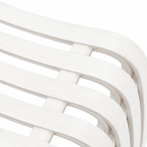 Tabouret VOGUE blanc en bambou – Assise design en bambou pour salle de bain