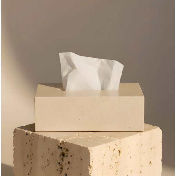 Boîte à mouchoirs LUCCA en marbre naturel – Accessoire design élégant
