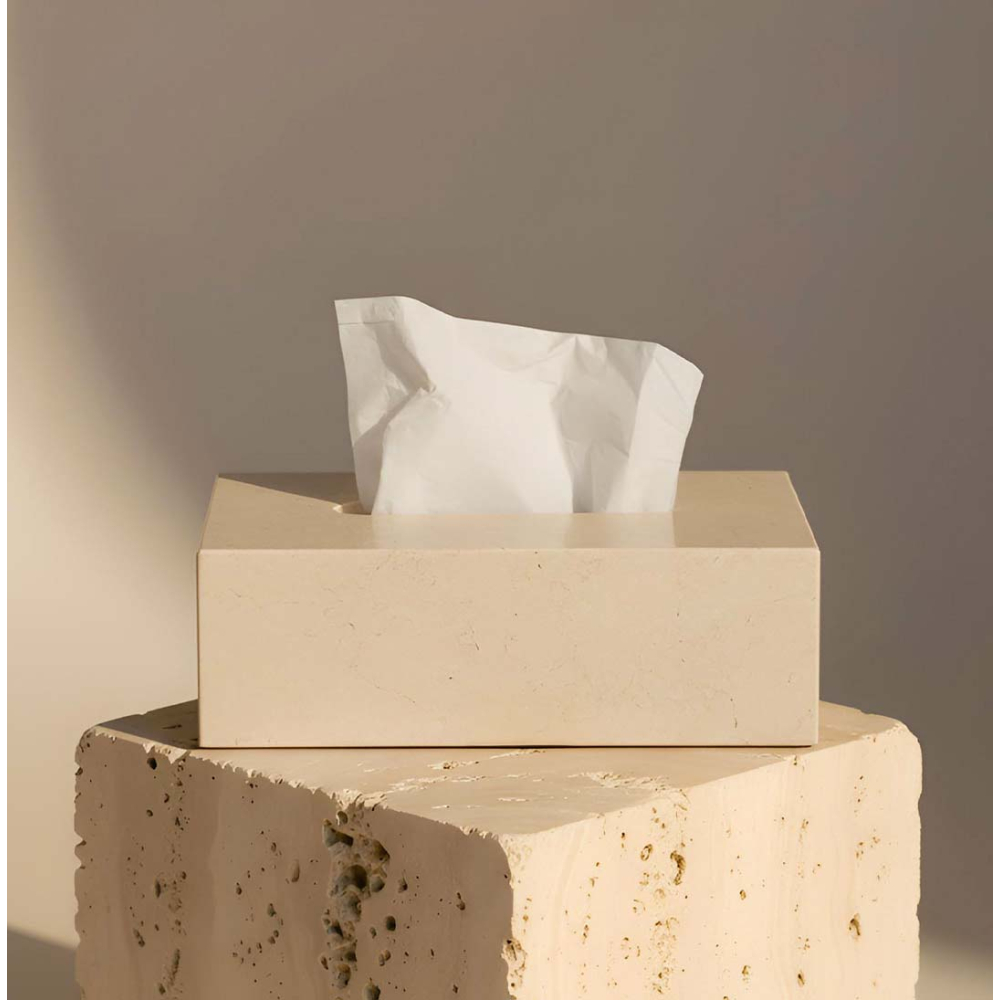 Boîte à mouchoirs LUCCA en marbre naturel – Accessoire design élégant
