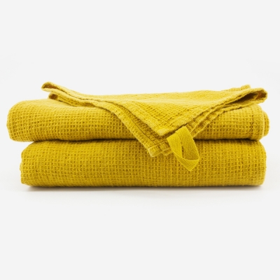 Serviette de bain en lin 100% jaune - 016471 - JAVA - Bath Bazaar