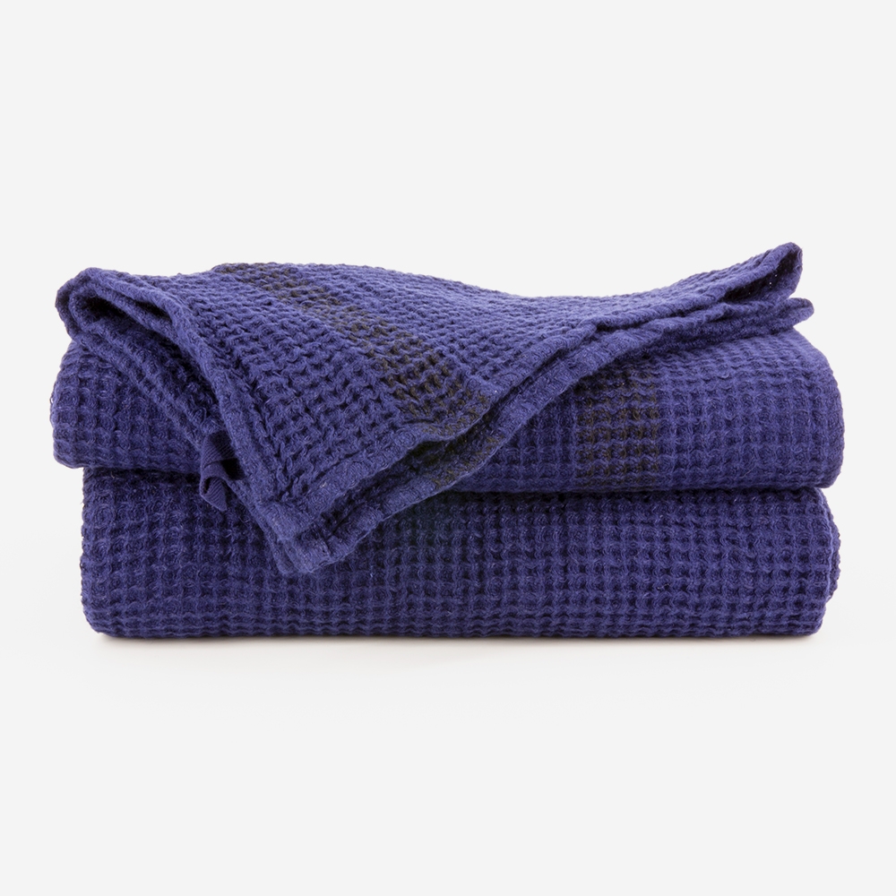 Serviette de bain en lin 100% bleu foncé - 016613 - Timika - Bath Bazaar