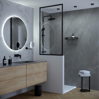 pare muret de salle de bain douche - Atelier - 016703 - Bath Bazaar |80 x H 110 - 165cm