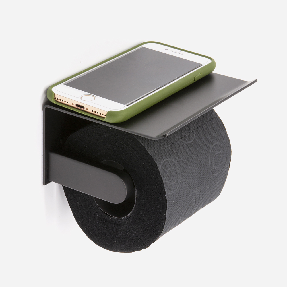 Dérouleur papier wc noir ou blanc mat et tablette téléphone Connect -  BathBazaar